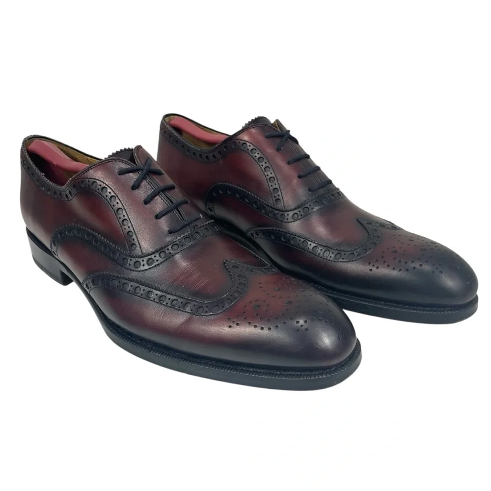 Magnanni Men’s Size 8.5‎ Wingtip Oxford Dress Shoes Oxblood Burgundy